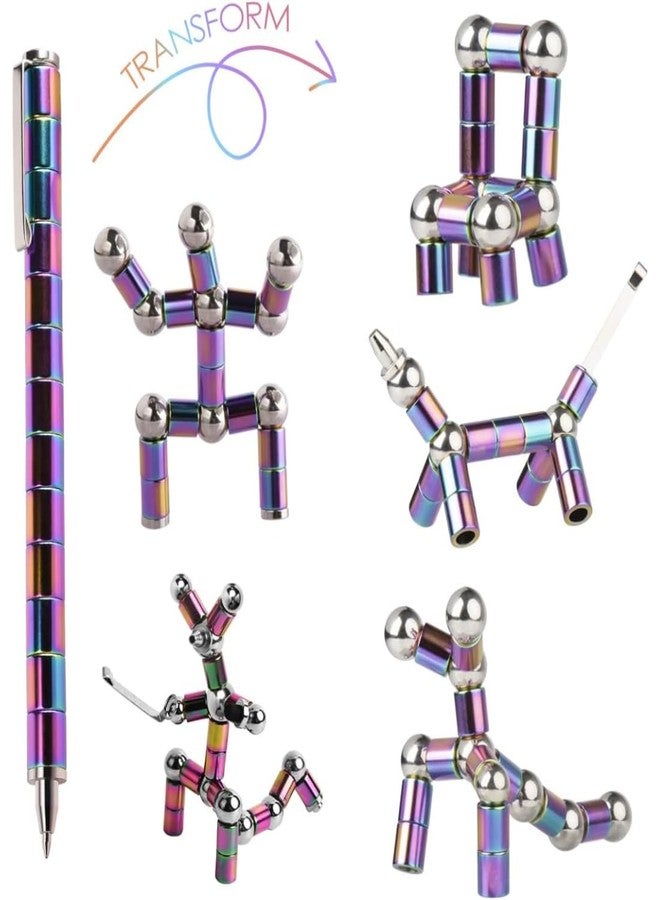 TASMAX Pen Magnetic Fidget Rainbow Color Magnet Ballpoint Pen Decompression Magnetic Toy Pen Gifts for Kids Age 12-14 Fidget Toys Pen Multifunction Writing Best Gift Toy for Kids Or Friends (Pack 1) - Image 3